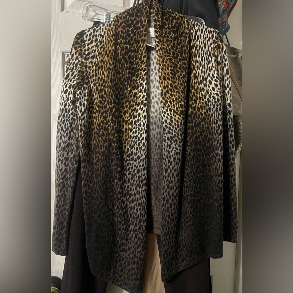 EUC Neiman Marcus Leopard Open Double Faced Cashmere Sweater - Picture 2 of 15